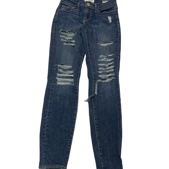 Frame Denim Jeans Womens 25 Distressed Sunset Grove Blue Ripped Le Skinny Cotton - Picture 2 of 10